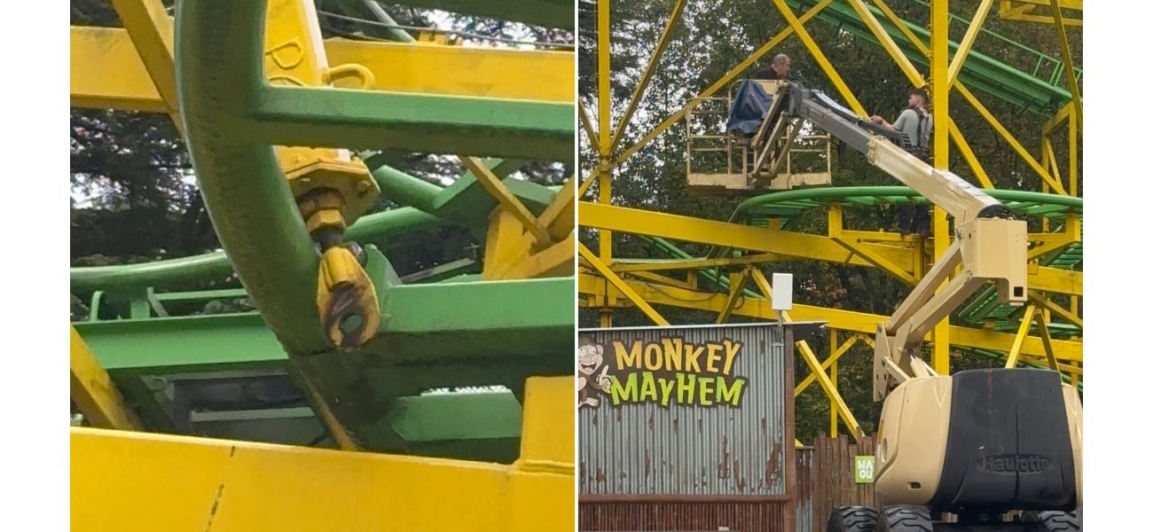Riders panicked when a beam fell onto the rollercoaster track, causing them to scream and flee.