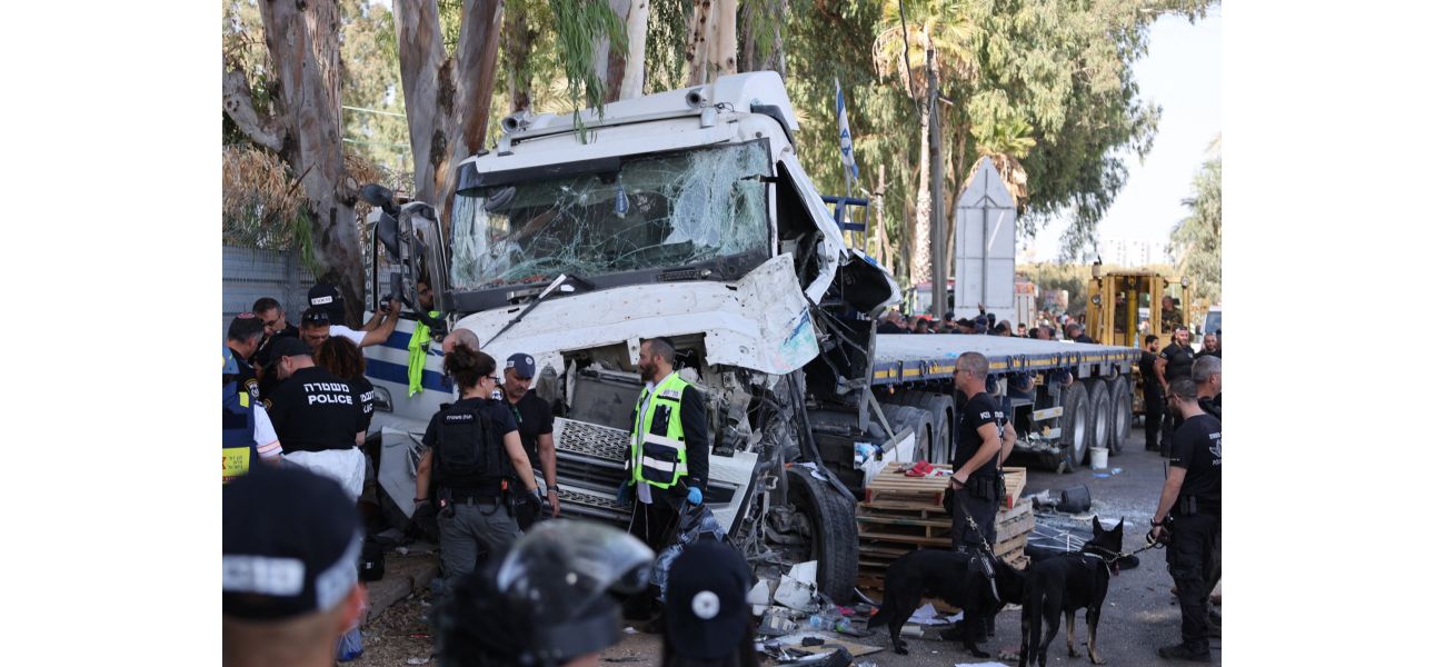 Many people hurt as truck crashes into Tel Aviv bus stop.