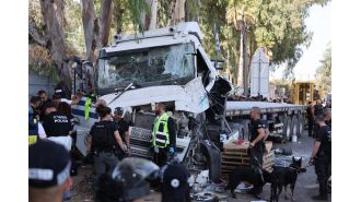 Many people hurt as truck crashes into Tel Aviv bus stop.