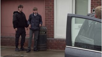 Coronation Street video shows Chesney in car accident, leaving him shocked and injured.
