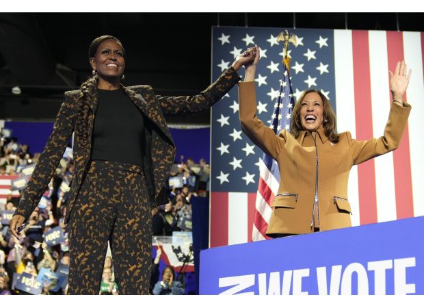 Michelle Obama urges public to take their lives seriously in support of Kamala Harris.