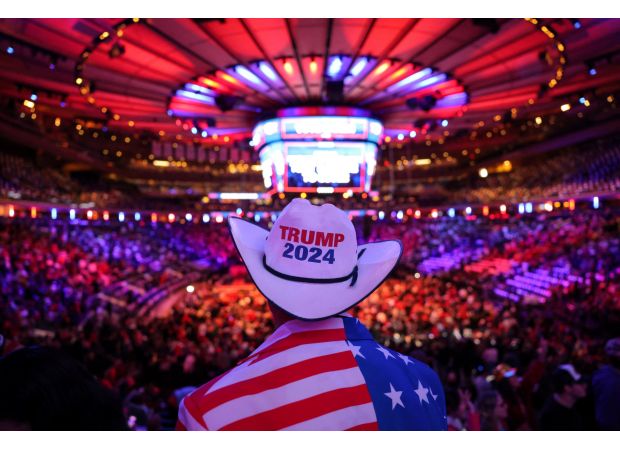 Supporters of Donald Trump gather in New York City for a rally in support of the former president's 