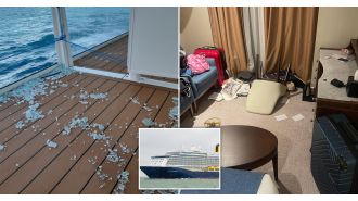Cruise ship hit by massive waves, leading to passenger death - scary sight.