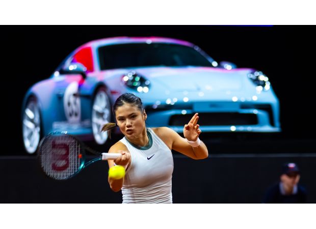 Emma Raducanu teases reporters about a story involving a London Bus and a lost Porsche.