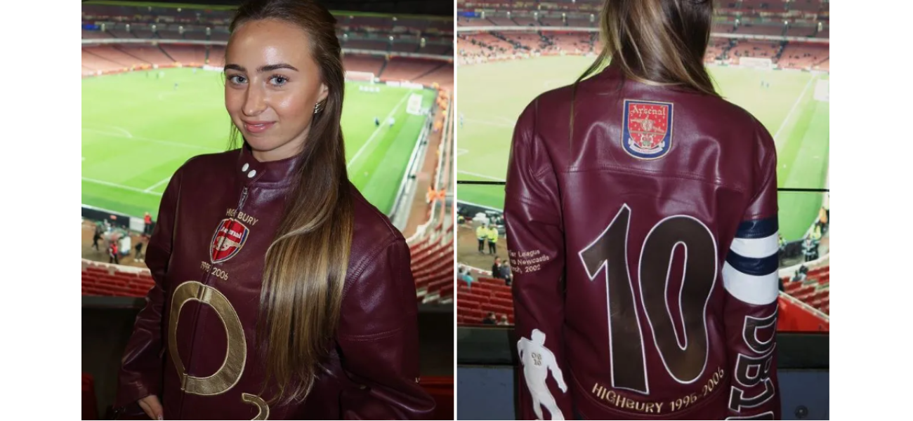 Dennis Bergkamp's daughter wows Arsenal supporters with amazing personalized leather jacket.