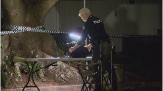 Police are searching for a shooter following a break-in where a resident was injured.