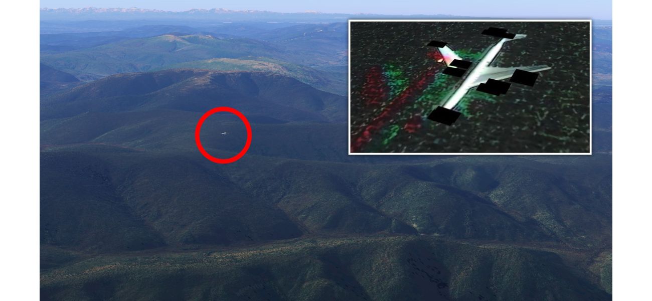 Google Earth shows a puzzling sight: a plane with blacked-out windows flying over a remote area.