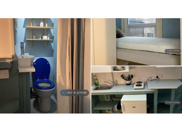 London studio flat available for £850, but the toilet looks like a prison.