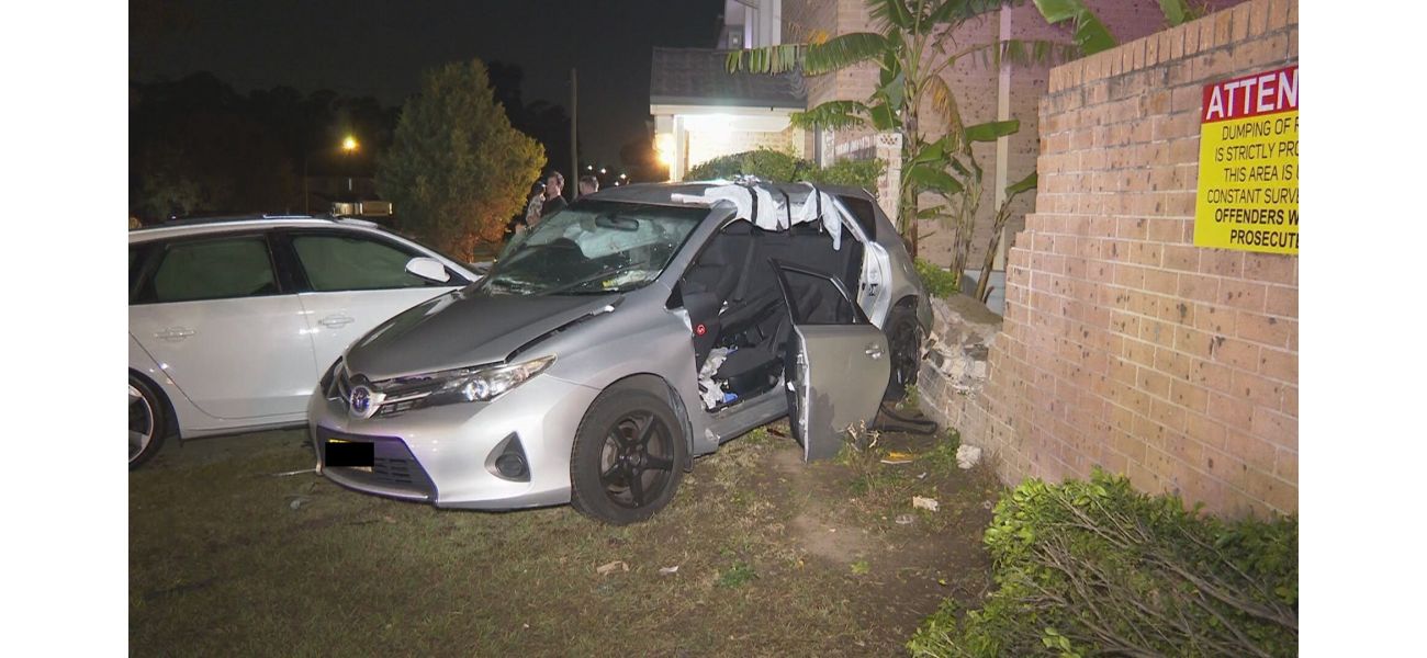 Two cars collide with brick fence, causing chaos in Sydney's western region.