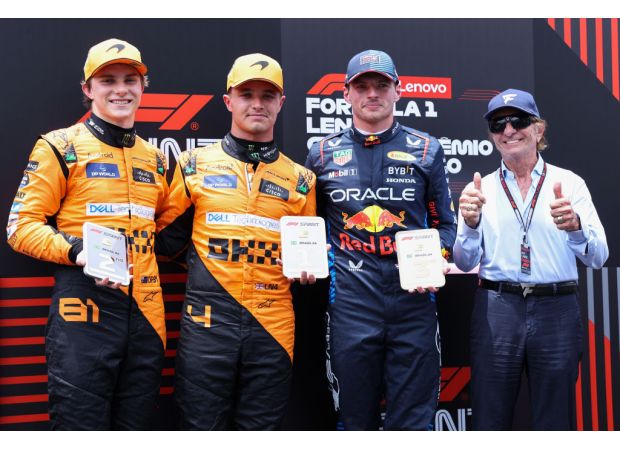 Verstappen was penalized for an incident with Hamilton, resulting in Norris winning the Brazil sprint race.