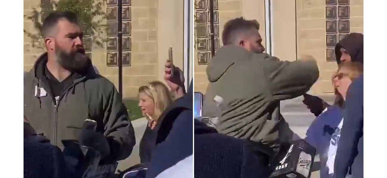 Jason Kelce defends brother Travis after he is called homophobic for dating Taylor Swift by a heckler.