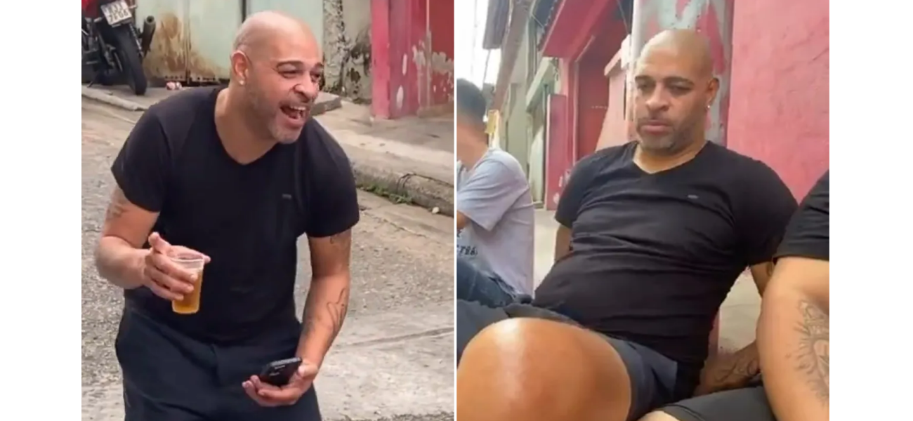 Former football star, aged 42, appears completely different as he casually enjoys a beer with no shoes on in public.