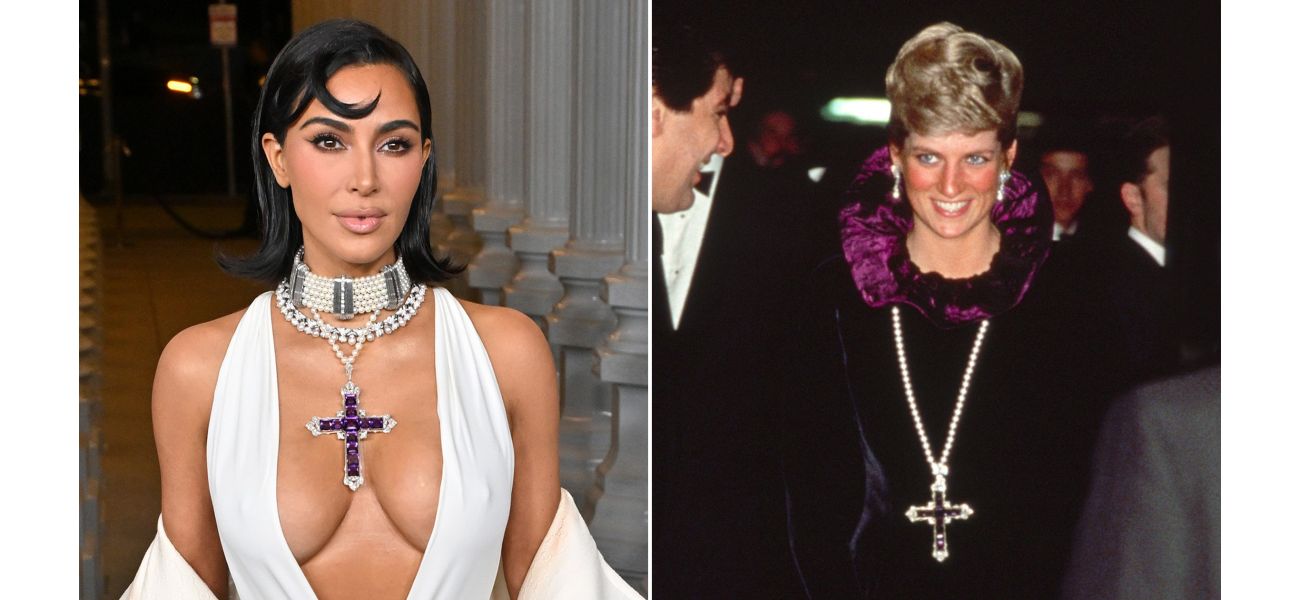 Kim Kardashian bought a necklace that belonged to Princess Diana for £163,000 and is now wearing it.