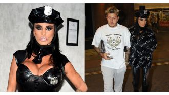 Katie Price pokes fun at her legal troubles by wearing a sexy outfit.
