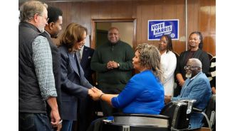 Harris warns against falling for Trump's rhetoric that the election process is rigged.