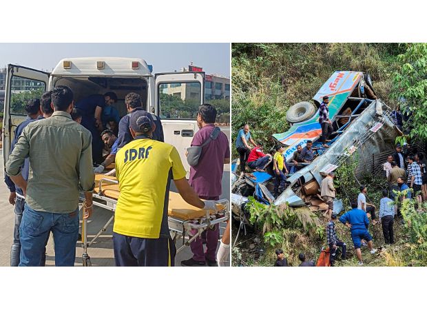 Over 30 people killed in bus accident, falling 200ft into ditch.