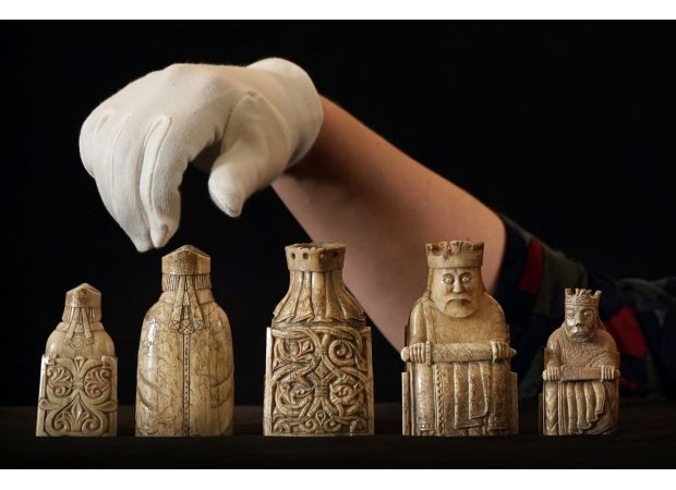 Rare Lewis chess pieces now on display with view of their backs, a first for visitors.