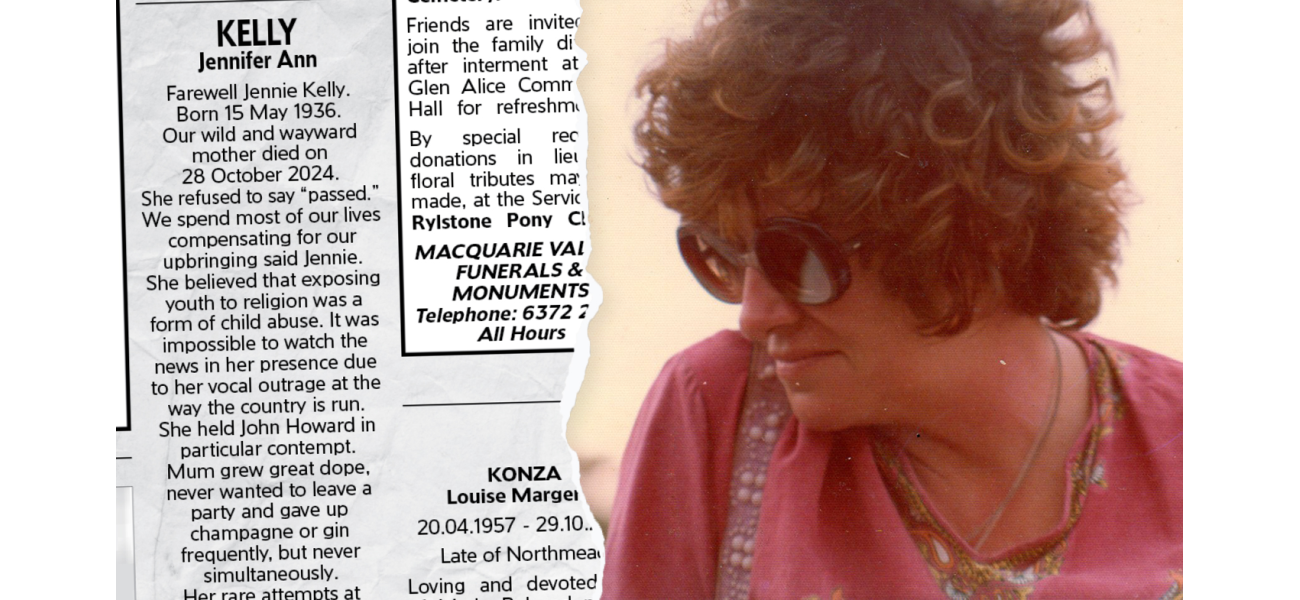Sean's mother Jennie's obituary unexpectedly made her famous, much to his surprise.