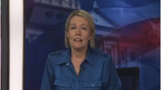 A news anchor struggles to report on the death of her co-host on air.