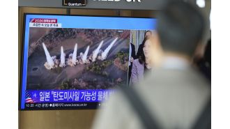 Ahead of the US election, North Korea launches a series of ballistic missiles into the sea.