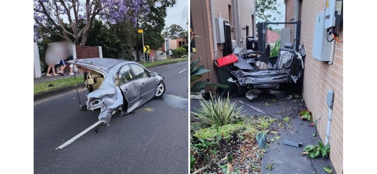 Suspected intoxicated driver arrested after causing car to split in two during accident in Sydney.