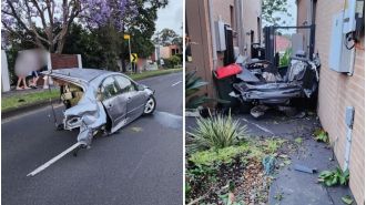 Suspected intoxicated driver arrested after causing car to split in two during accident in Sydney.