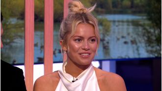 A famous dancer on The One Show tries to fight back tears.