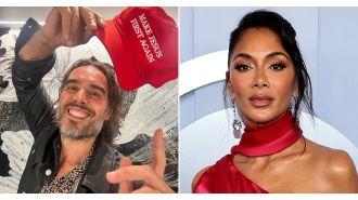 Singer Nicole Scherzinger faces criticism for seemingly supporting Donald Trump on a social media post by comedian Russell Brand.