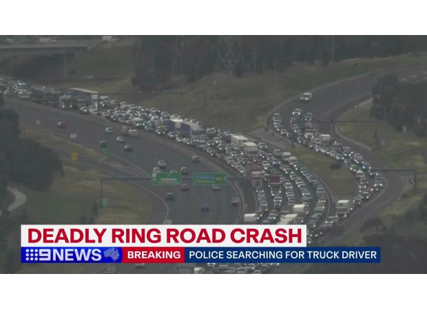In Melbourne, a driver was killed when their car was hit by an object falling from a truck on a busy freeway.
