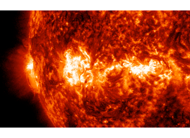 A strong solar flare from the Sun caused radio disruptions on Earth.
