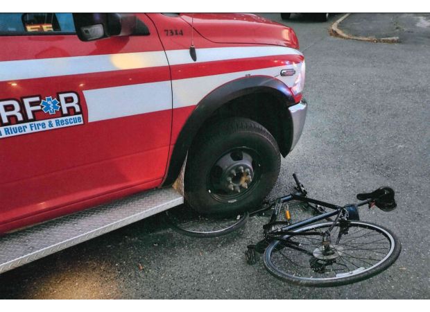 A bicyclist was charged $1,800 after being hit by an ambulance that took him to the hospital.