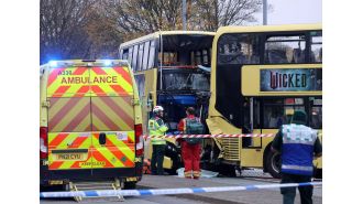 A serious accident involving a double decker bus results in 13 people being injured.