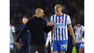 Guardiola comments on confrontation with van Hecke after Man City's defeat to Brighton.