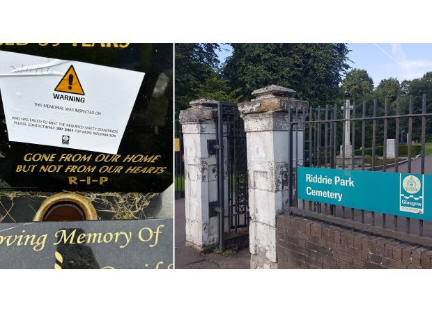 Families upset as council covers gravestones with stickers.