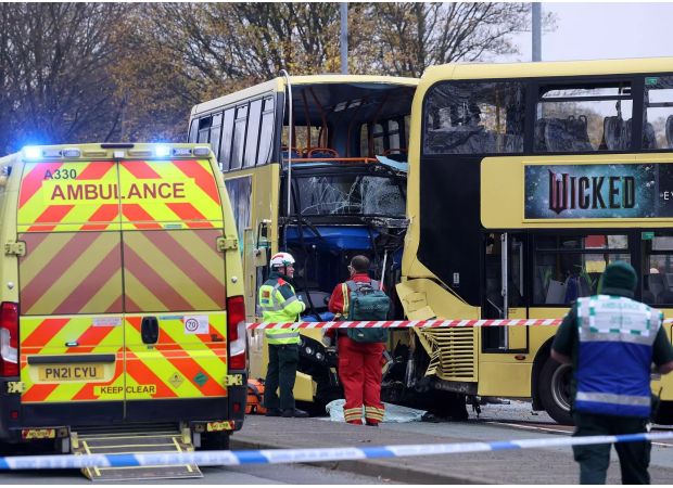 A serious accident involving a double decker bus results in 13 people being injured.