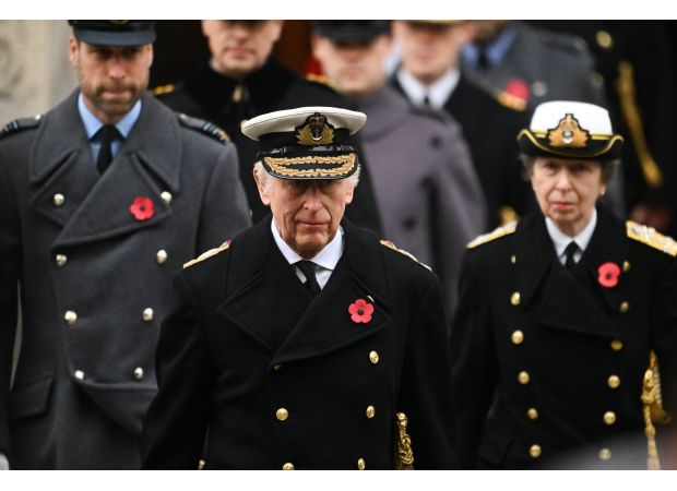 King Charles led the Remembrance Day ceremony as Kate observed from the balcony.