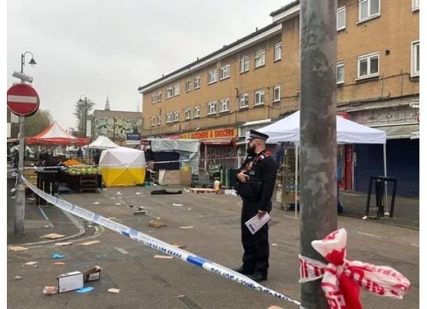 A man has died following a knife attack at a market in London.
