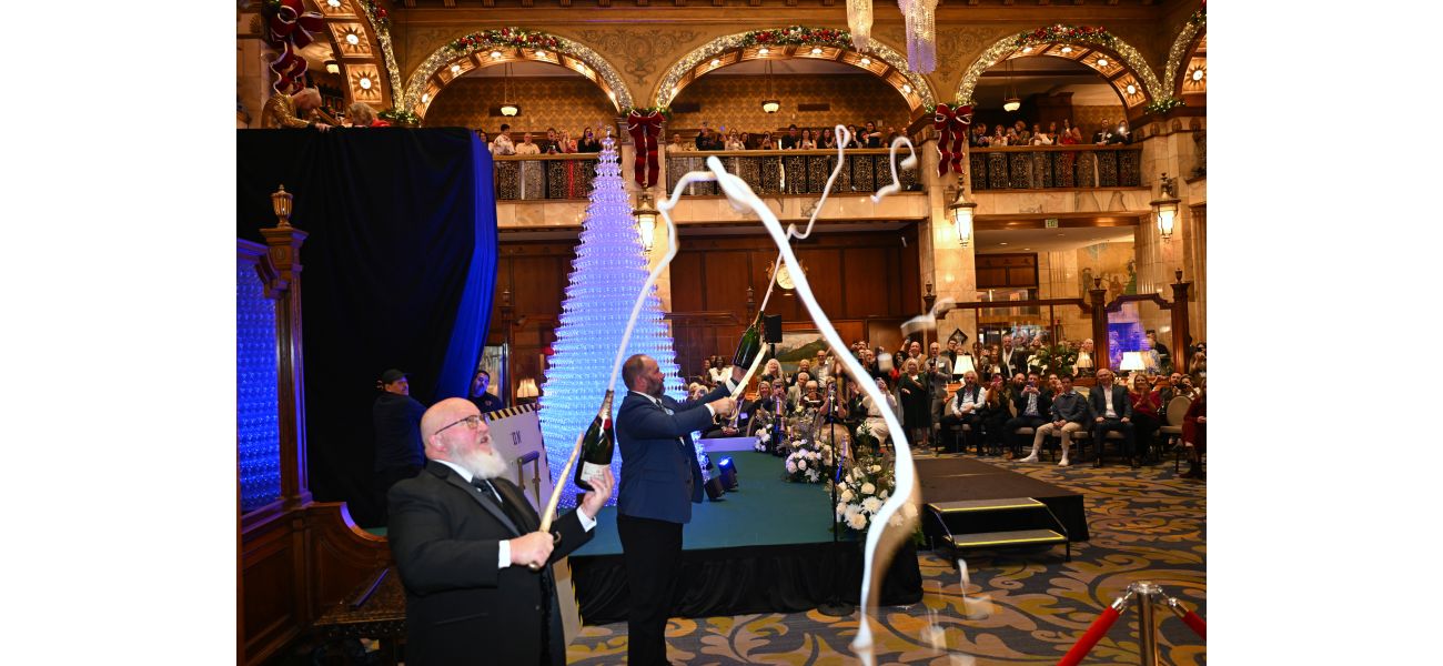 Photos of the annual Champagne Cascade event at The Brown Palace in Denver, now in its 36th year.