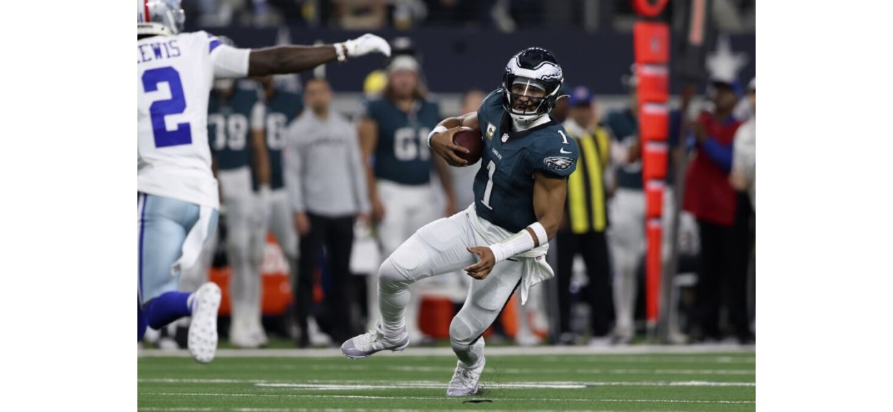 Eagles dominate Cowboys 34-6 with 4 TDs from Hurts, despite Prescott's absence.