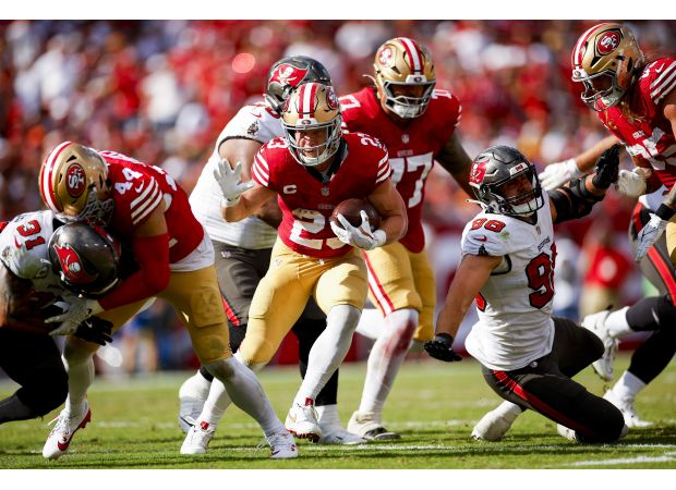 The 49ers immediately let McCaffrey play after his return against the Bucs, skipping the usual warm-up process.