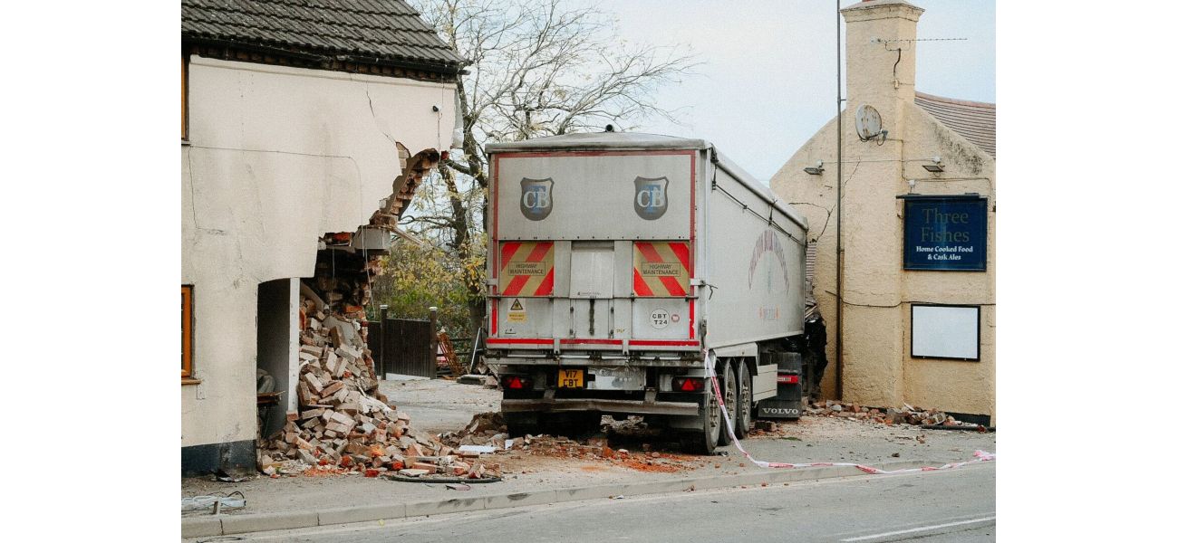 Truck veers off road, crashes into pub and house.