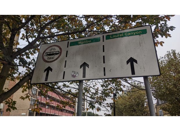 Strange London sign to CA finally changed after 15 yrs.