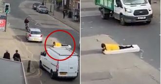 Sleeping man found on London street with mattress.