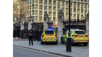 Armed man arrested outside Parliament after wielding knives.