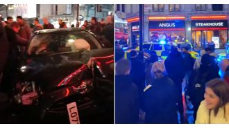 Multiple people injured in central London as car crashes into crowd, requiring hospital treatment for some.