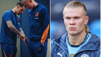 Dutch player ridicules Haaland after altercation with Jan Paul van Hecke.