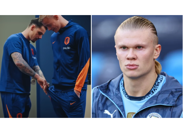 Dutch player ridicules Haaland after altercation with Jan Paul van Hecke.