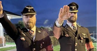 Pictures of British soldiers wearing Nazi costumes at a party were exposed to the public.