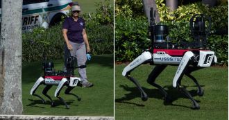 Robotic canines seen protecting Trump's Mar-a-Lago residence.