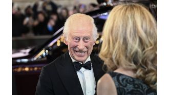King Charles comes to Gladiator II premiere in Bentley limousine.